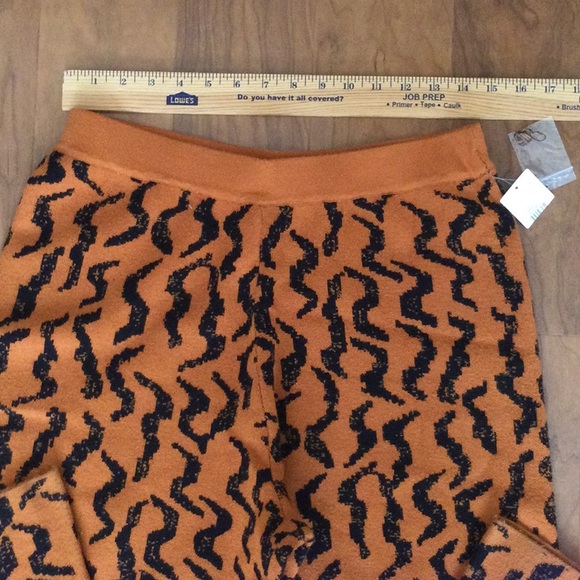 Anthropologie Knit wide leg pants orange and black-medium-NWT - Picture 6 of 9